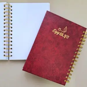 A5 Dotted Notebook, Double Wire Binding, Burgundy, 120 Sheets, White, 120 gsm | 15 x 21 cm | Egy Bujo