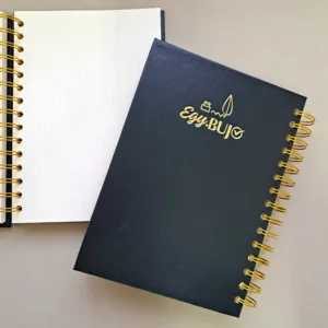نوت بوك A5 منقط سلك مزدوج هارد كوفر أسود 15×21 سم مع جيب داخلي، 120 ورقة كريمي 110جم من Egy Bujo للبوليت جورنال