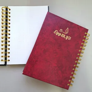A5 Dotted Notebook, Double Wire, Burgundy, 120 Sheets, Cream, 110 gsm | 15 x 21 cm | Egy Bujo